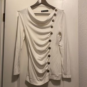 Long sleeve white button down top Xs